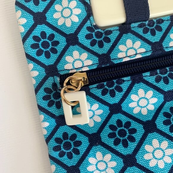 Old Navy Convertible Mod Flower Clutch Purse Bag Blue White Navy Preppy Retro - Picture 4 of 13